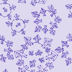 Stylized coronavirus pattern drawn in lines. Purple background.