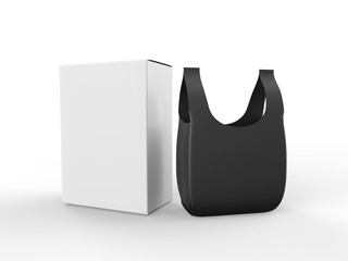 Pet poop bag with paper box packaging, 3d render illustration.