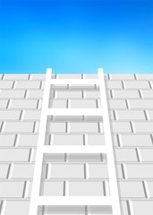 Ladder on grey brickwall to free sky abstract illustration.