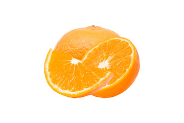 Fresh orange fruit and orange slices isolated on white background. clipping paths.