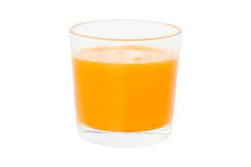 100% Orange juice glass isolate on white background.clipping paths.