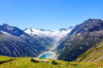 Fototapeta na wymiar Alpine water reservoirs - Schlegeisspeicher