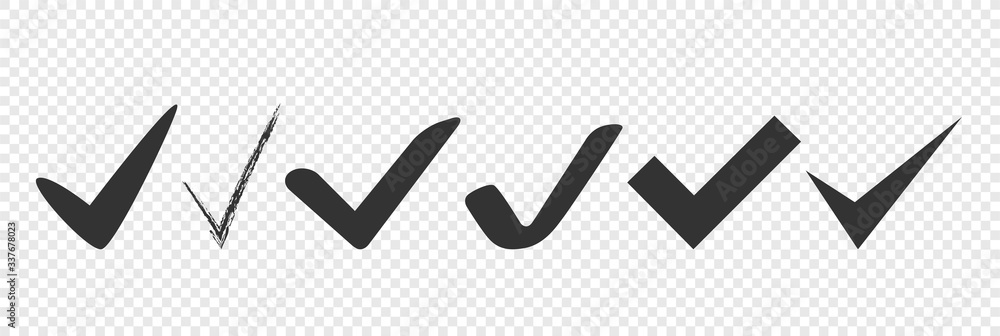 Poster vector check mark icons set. check marck black icons. check mark isolated on transparent background 