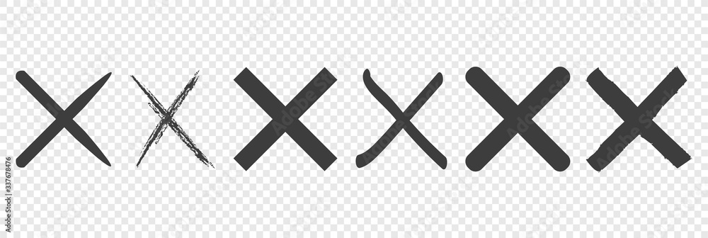 Poster cross mark set. on transparent background checkmark eps 10