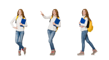 Fototapeta premium Young student isolated on the white background