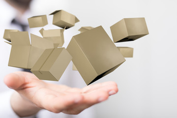 Transport Cardboard boxes, logistics and delivery concept digital  3d.
