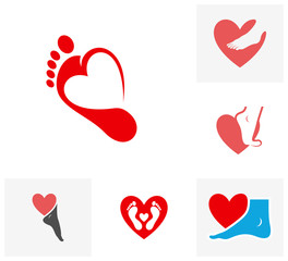 Set of Love Foot logo vector template, Creative of Foot logo design concepts