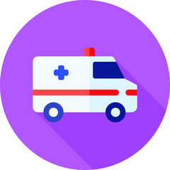 Ambulance flat icon on pink background, vector symbol