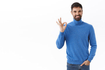 Everything under control. Portrait of successful happy caucasian, male entrepreneur with beard,...