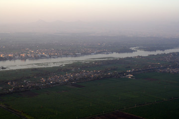 Fototapeta premium Balloon landscapes in Egypt at sunrise