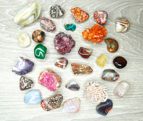 geological set crystals and minerals semigem stones