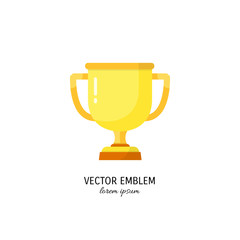 Golden trophy cup, first place winner award vector