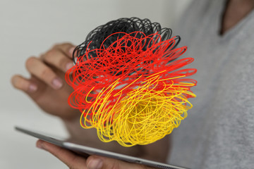 map of Germany. Wire frame 3D mesh polygonal network line, design.