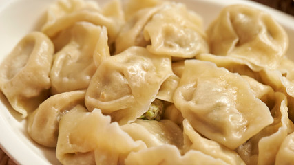 Chinese boiled dumpling on plate
