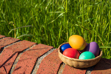 easter eggs in a basket