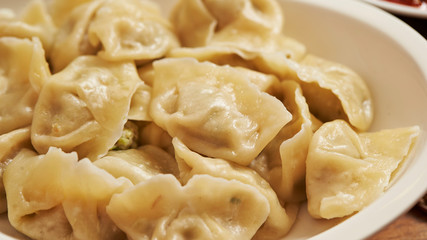 Chinese boiled dumpling on plate