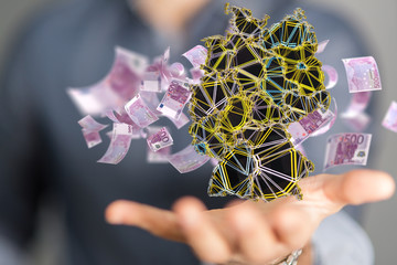 map of Germany. Wire frame 3D mesh polygonal network line, design.