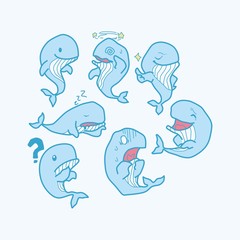 complete emoji whales logo design © kumara