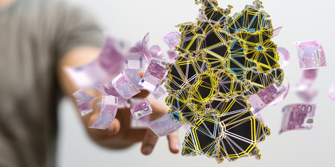 map of Germany. Wire frame 3D mesh polygonal network line, design.