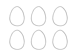 Set of contours and shapes of eggs for coloring at Easter. Vector template for creativity