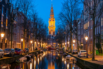 Naklejka premium The Zuiderkerk in Amsterdam the Netherlands at sunset