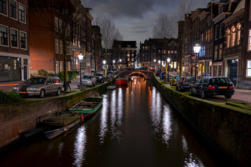 Fototapeta premium City scenic from Amsterdam in the Netherlands at night