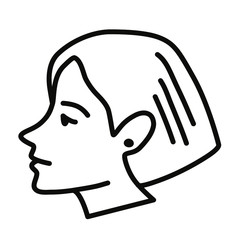 Short haircut. Styling.  Female hairstyle icon set. Simple vector illustration.