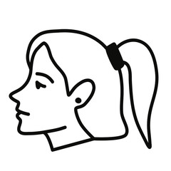 Hairstyle with a ponytail. Styling. Female hairstyle icon set. Simple vector illustration.