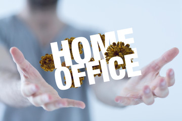 Home office suffering from a cold  at work and at home.