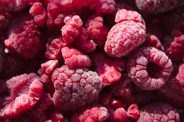 frozen raspberries background