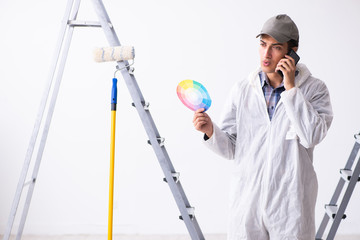 Painter working at construction site