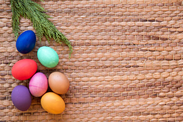 easter eggs in a nest