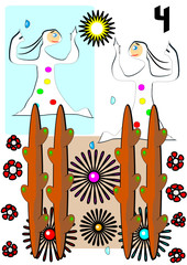 Tarot card of the minor arcana representing the four of clubs