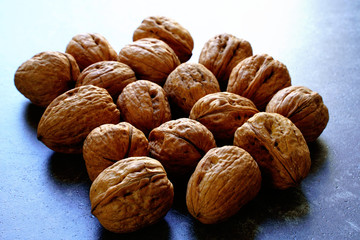 pile of walnuts on the table