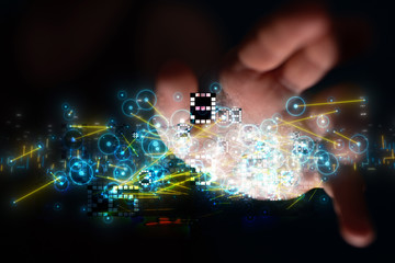 pressing document icon over computer binary code