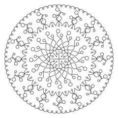 Circular pattern in form of mandala for Henna Mehndi or tattoo decoration. Decorative ornament in ethnic oriental style, vector illustration. Coloring book page.