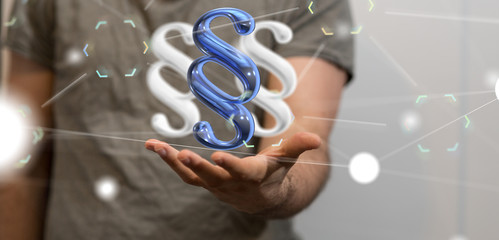 paragraph law sign digital in hand 3d