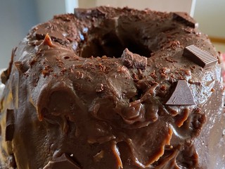 A traditional homemade chocolate cake
