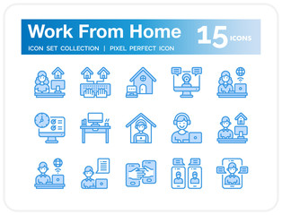 Obraz na płótnie Canvas Work From Home icons for web design, book, ads, app, project etc.