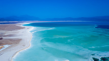 Aerial View to the Blue Salty Lake, Djibouti