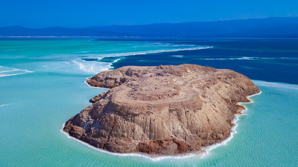 Aerial View to the Blue Salty Lake, Djibouti