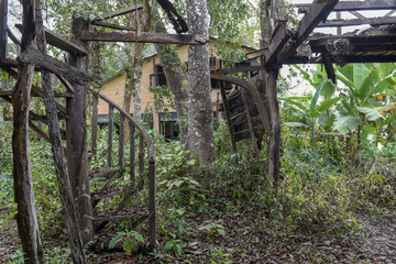 Old abandoned tourist resort in the jungle of Chitwan national park, Nepal