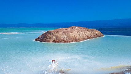 Aerial View to the Blue Salty Lake, Djibouti