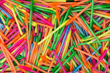 Nizhny Novgorod, Russia, August 9, 2019:  Many colored ball-pens in stationery store, pattern. ...