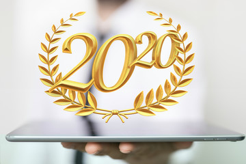 business year 2020 up goals and  success illustration