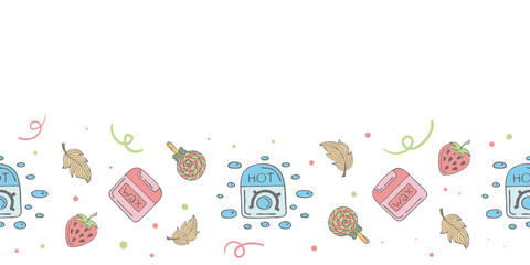 Seamless banner with doodle elements.