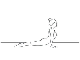 Woman practicing yoga isolated line drawing, vector illustration design. Sport collection.