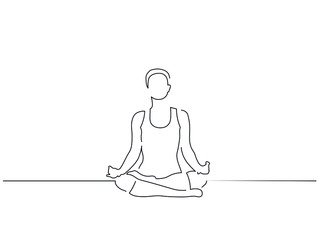 Woman practicing yoga isolated line drawing, vector illustration design. Sport collection.