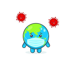 Earth Character Wearing A Mask