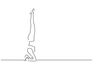 Woman practicing yoga isolated line drawing, vector illustration design. Sport collection.